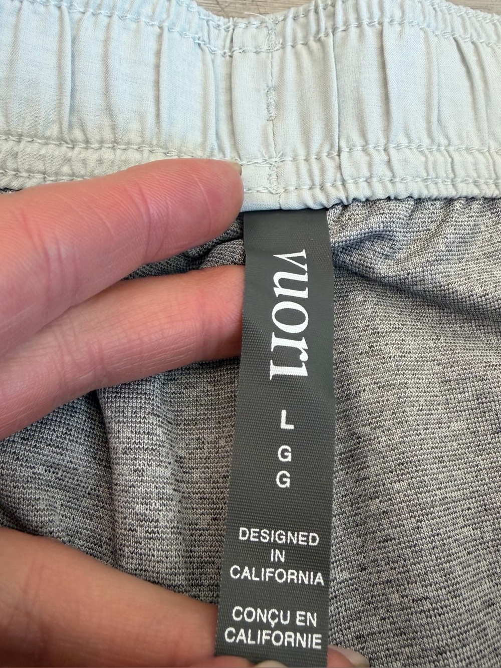 Vuori Men's Colorblock Athletic Shorts in Sage and Cream - Picture 2 of 3